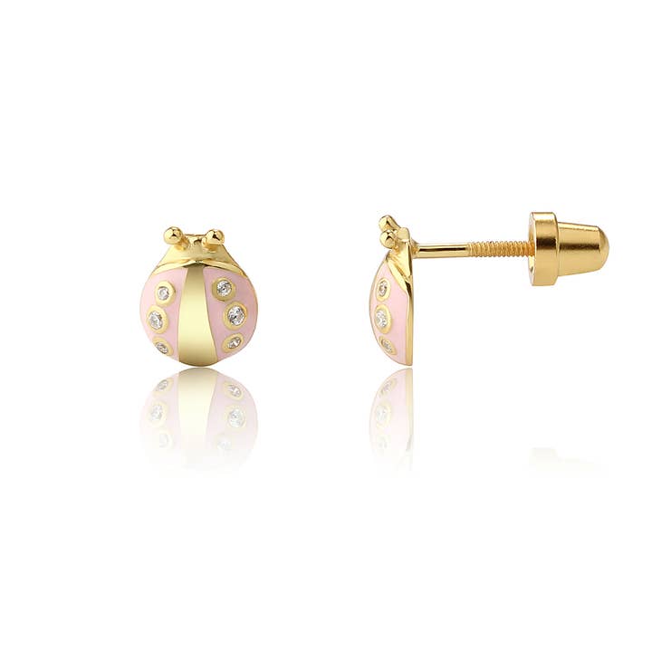 pink lady bug earring for girl