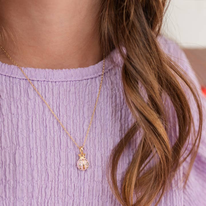 14K Gold-Plated Pink Ladybug 14" Necklace