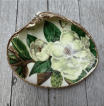 Decoupage Ceramic Oyster Shells, Grey Ikat