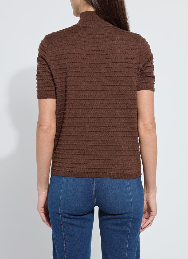 Lysse Lottie Smocked Mock Short Sleeve Sweater, Polished Wood - Little Miss Muffin Children & Home