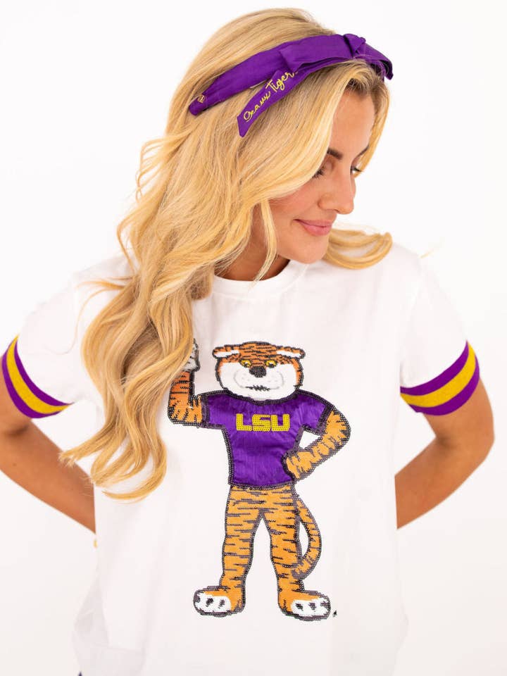 lsu tiger logo sparkle top