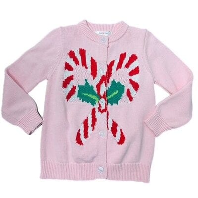 pink  cardigan with candy canes