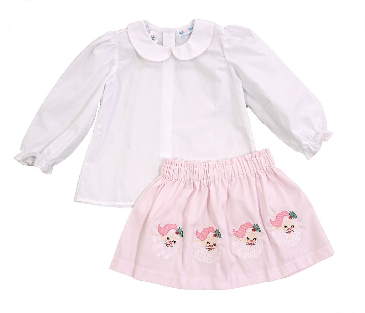 Lulu Bebe Lulu Bebe Embroidered Pastel Santa Olivia Skirt Set - Little Miss Muffin Children & Home
