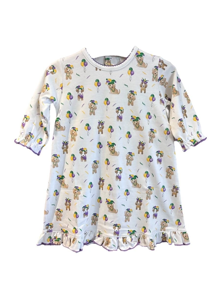 Lulu Bebe Lulu Bebe Mardi Gras Puppies Gown - Little Miss Muffin Children & Home