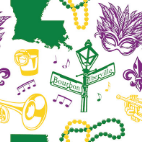 Mardi Gras All-Over Print on White Youth Albatross Polo