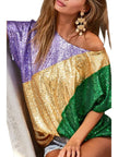 off the shoulder mardi gras sequin top