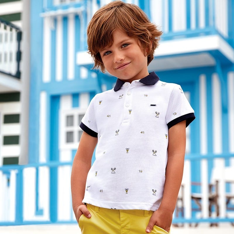 Mayoral Usa Inc Mayoral Short Sleeve Tennis Print Polo Shirt - Little Miss Muffin Children & Home