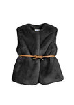 Mayoral Usa Inc Faux Fur Vest with Brown Belt in Black - Little Miss Muffin Children & Home