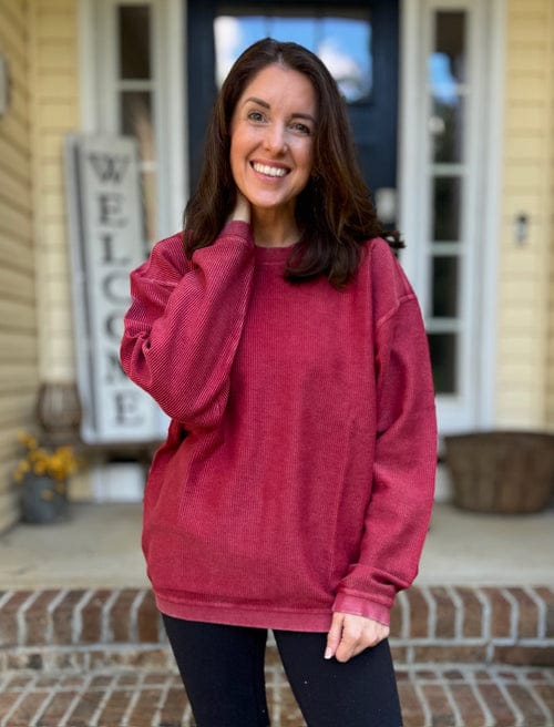 merlot corded sweatshirt