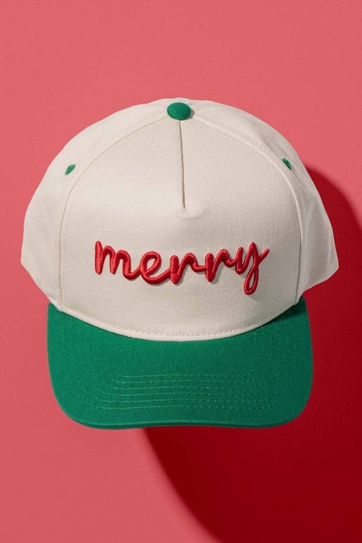 merry trucker hat with green bill