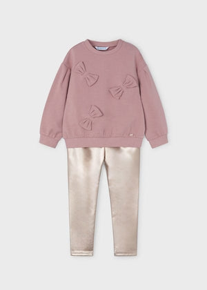 Mayoral Usa Inc Mayoral Metallic Gold Leggings and Rose Sweatshirt Set for Girls - Little Miss Muffin Children & Home