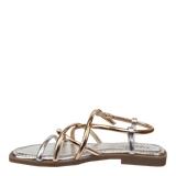 Naked Feet Minimalist Metallic Strappy Flat Sandals