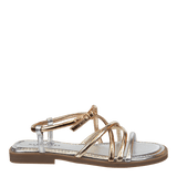 Naked Feet Minimalist Metallic Strappy Flat Sandals