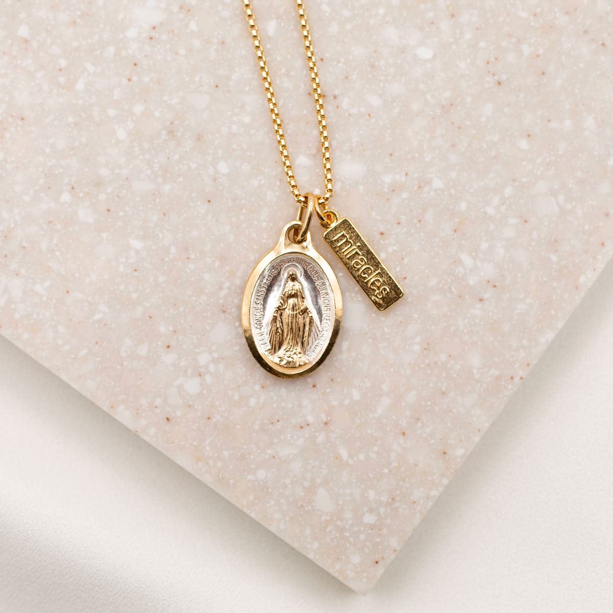 My Saint My Hero My Saint My Hero Lourdes Miraculous Mary Necklace, Gold - Little Miss Muffin Children & Home