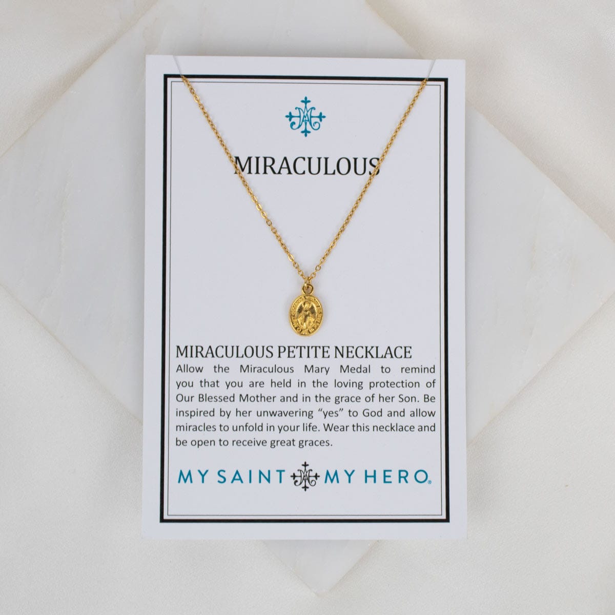 Petite Miraculous Mary Necklace Gold