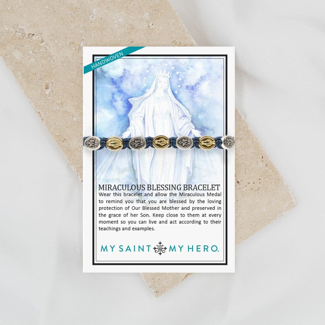 My Saint My Hero Miraculous Mary Blessing Bracelet 10 medal, 5 Mixed/Navy - Little Miss Muffin Children & Home