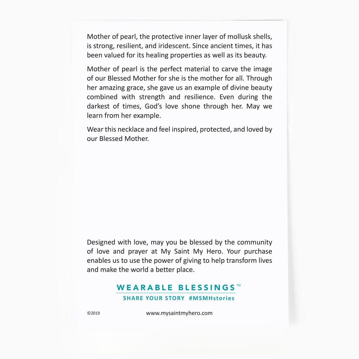 My Saint My Hero My Saint My Hero Mother of Pearl Blessed Mother Mary Necklace - Little Miss Muffin Children & Home