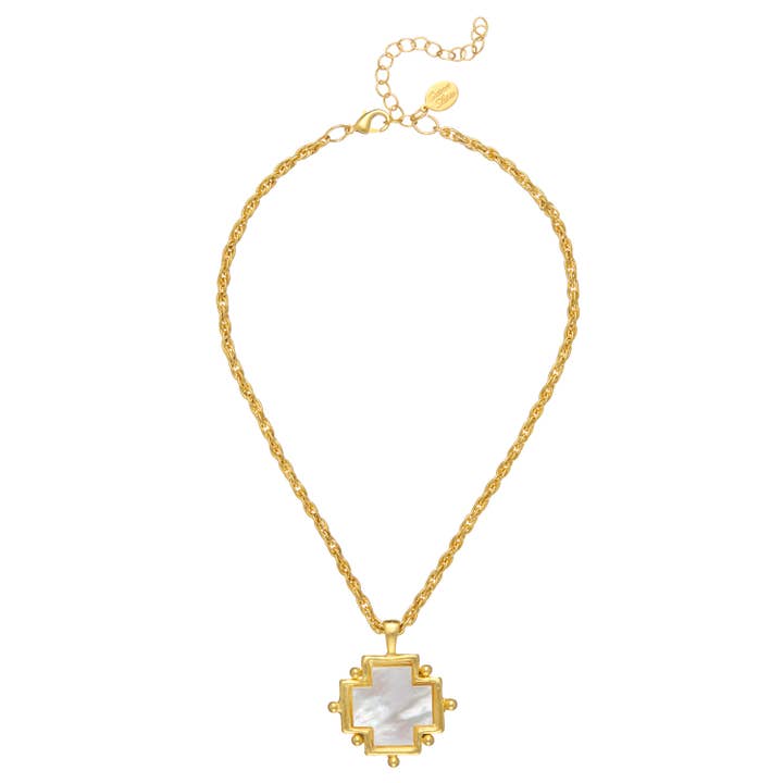 mother of pearl cross necklace