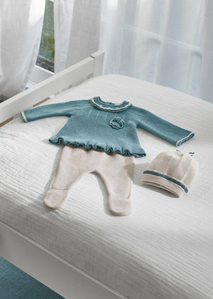 Mayoral 3-Piece Knit Tricot Set in Heather Iceberg