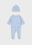 Mayoral Usa Inc 3 Piece Newborn Knit Set in Sky - Little Miss Muffin Children & Home