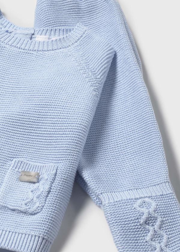 Mayoral Usa Inc 3 Piece Newborn Knit Set in Sky - Little Miss Muffin Children & Home