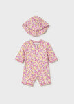 Mayoral Usa Inc Newborn Bathing Bodysuit with Hat in Pink - Little Miss Muffin Children & Home