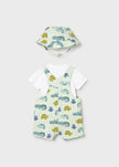 Newborn 3-Piece Overall Set in Apple