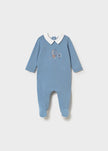 Newborn Embroidered Footie in Waves