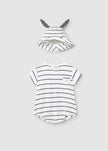 Newborn Romper & Hat Set in Slate & White