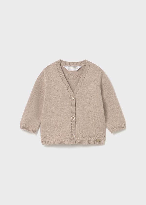 Newborn Soft Knit Cardigan in Heather Dune