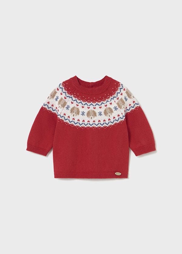 Mayoral Usa Inc Newborn Soft Knit Button Back Sweater in Cherry - Little Miss Muffin Children & Home