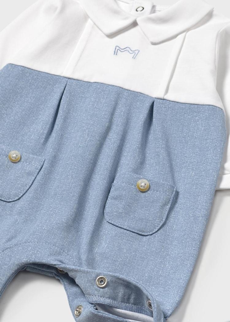 Mayoral Usa Inc Mayoral Dressy Collared Long Romper - Little Miss Muffin Children & Home