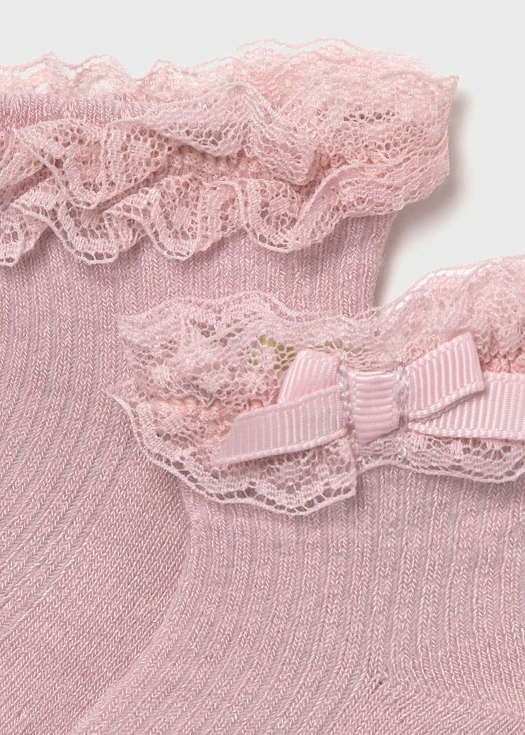 Mayoral Usa Inc Mayoral Lace Trimmed Dressy Infant Socks in Baby Pink - Little Miss Muffin Children & Home