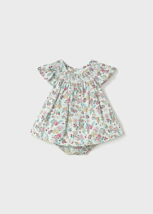 Mayoral Floral Dress with Bloomers in Jade