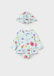 Mayoral Usa Inc Newborn Ruffled Long Sleeve Swim Suit with Hat in Hawaii - Little Miss Muffin Children & Home