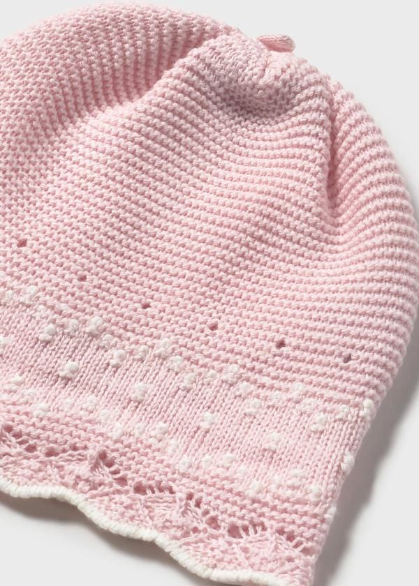 pink knit baby hat