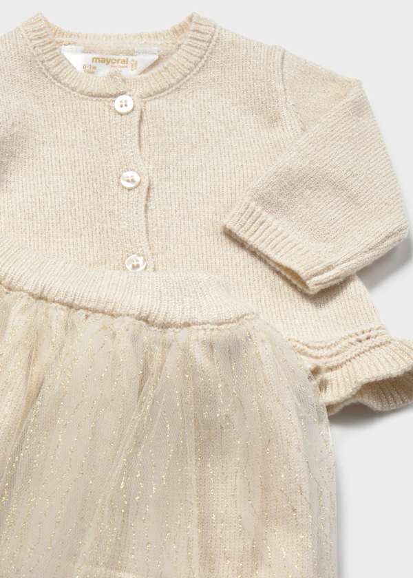 3-Piece Knit & Tulle Skirt Set