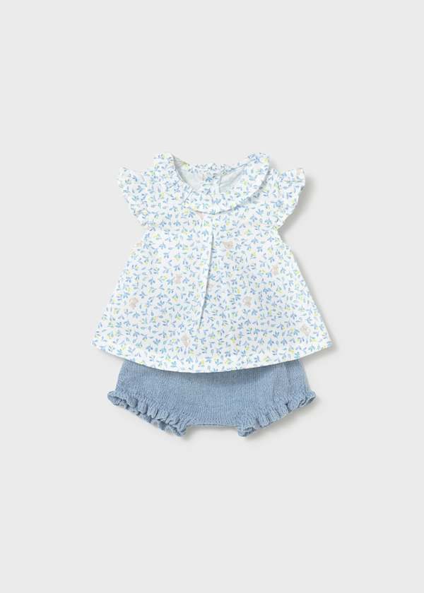 Mayoral Usa Inc Newborn Ruffled Blouse & Bloomers Set in Lagoon - Little Miss Muffin Children & Home