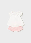 Newborn Ruffled Blouse & Bloomers Set in Quartz Crystal
