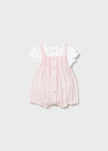 Newborn 2-Piece Overall Romper Set in Baby Pink