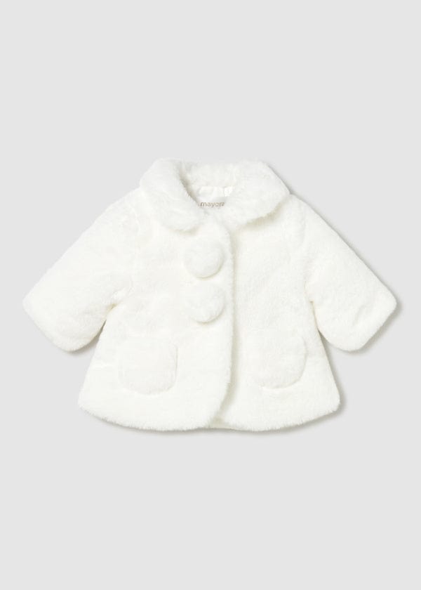 Mayoral Usa Inc Newborn Faux Fur Coat in Ecru - Little Miss Muffin Children & Home