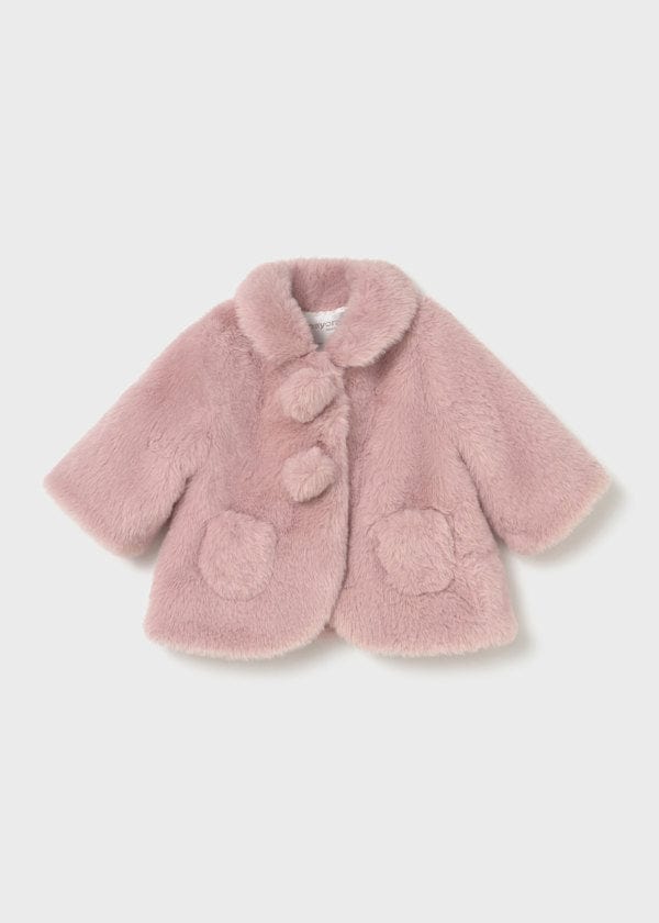 Mayoral Usa Inc Newborn Faux Fur Coat in Petal - Little Miss Muffin Children & Home
