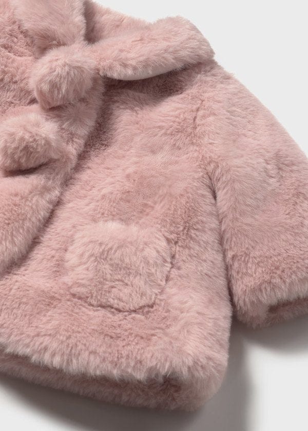 Mayoral Usa Inc Newborn Faux Fur Coat in Petal - Little Miss Muffin Children & Home