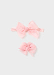 Mayoral Usa Inc Newborn Bow Headband & Clip Set in Tulip Rose - Little Miss Muffin Children & Home