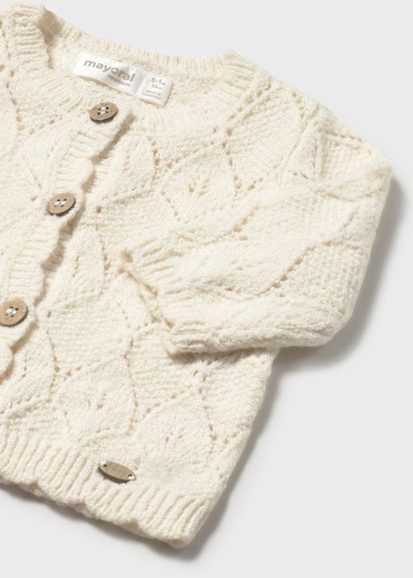 Mayoral Usa Inc Newborn Openwork Knit Cardigan in Heather Milk - Little Miss Muffin Children & Home