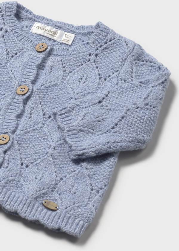 Mayoral Usa Inc Newborn Openwork Knit Cardigan in Sky Blue - Little Miss Muffin Children & Home