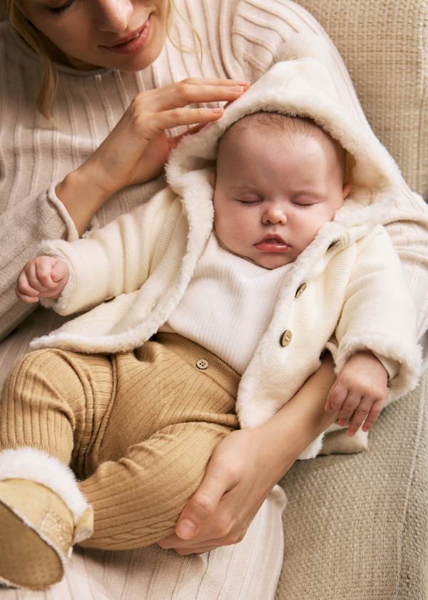 Mayoral Usa Inc Newborn Knit Hooded Jacket with Faux Fur Trim - Little Miss Muffin Children & Home