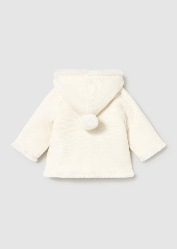 Mayoral Usa Inc Newborn Knit Hooded Jacket with Faux Fur Trim - Little Miss Muffin Children & Home