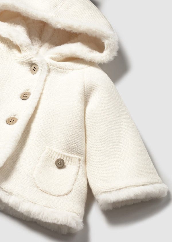 Mayoral Usa Inc Newborn Knit Hooded Jacket with Faux Fur Trim - Little Miss Muffin Children & Home