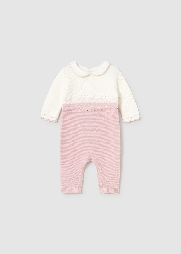 pink knit one piece baby romper